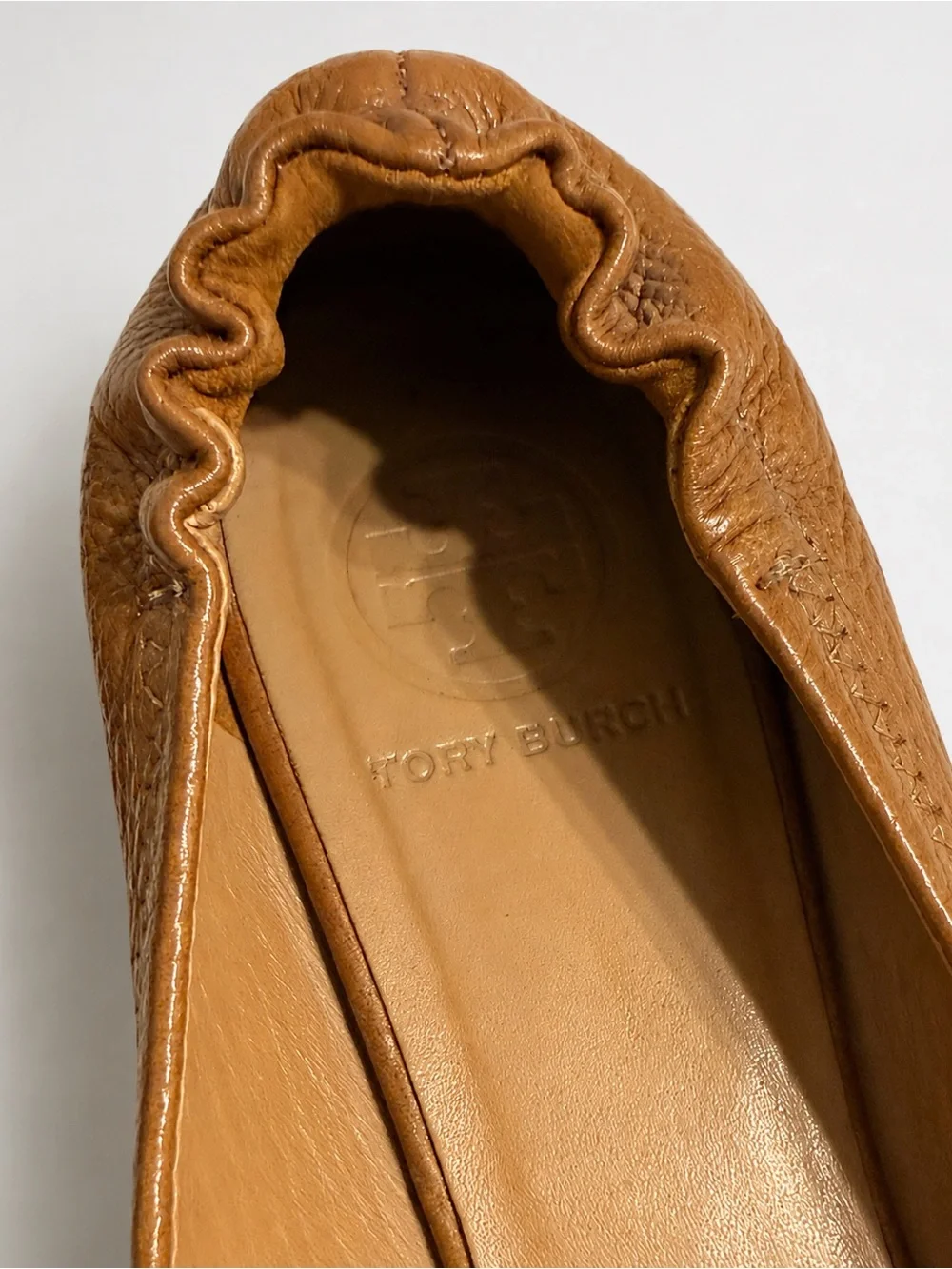 Tory Burch Brown Leather Logo Ballet Flats